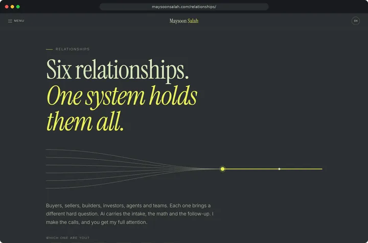 The relationships hub, desktop