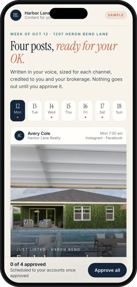 Social posts, sample screen