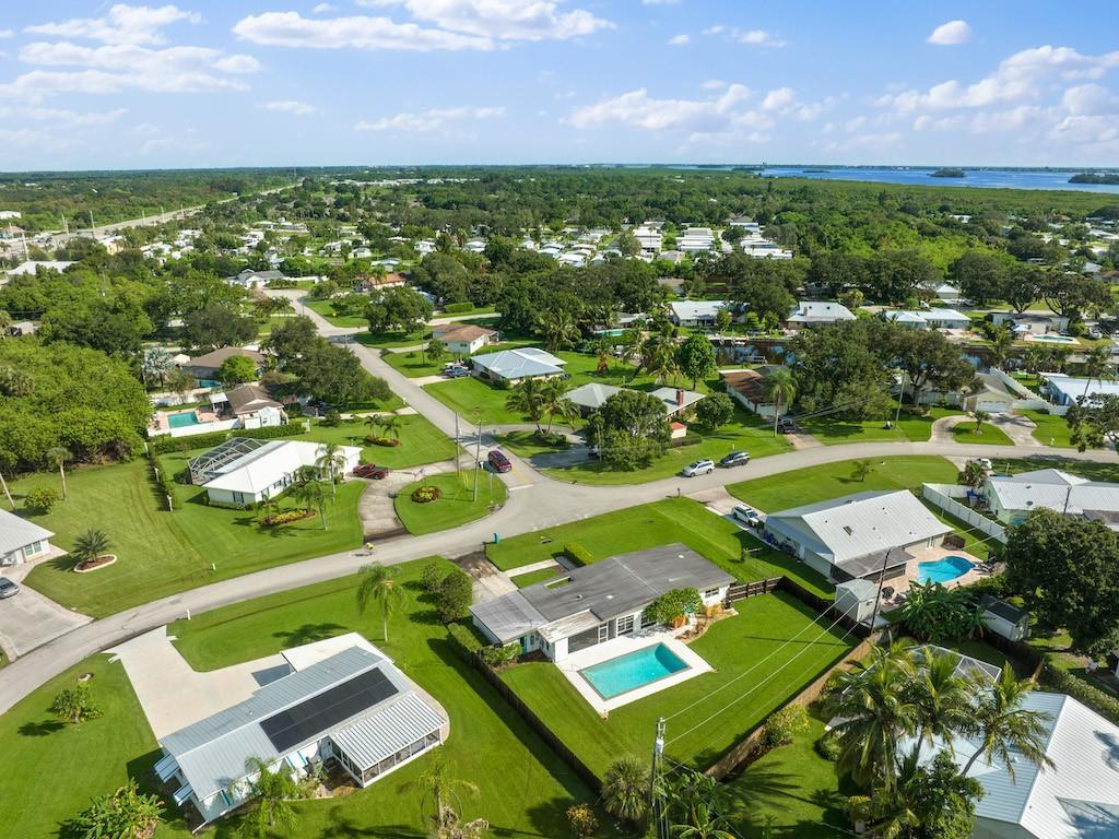 Wide neighborhood view toward Indian River Lagoon